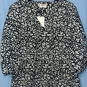 Women’s Black, White & Green Floral Blouse